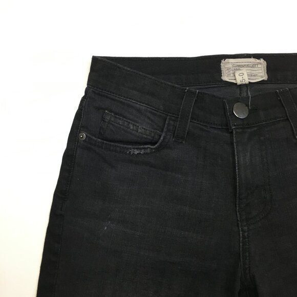 CURRENT ELLIOTT 5 Pocket Black The Cropped Straight Townhouse Released Hem Jeans - Picture 6 of 13